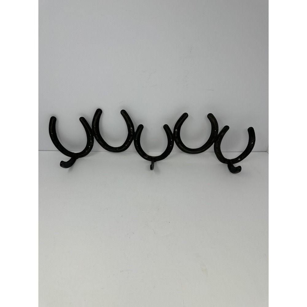 Real Horseshoe Coat Rack Black 3 Hooks Hat Wall Coat Hanger Country Art Rustic
